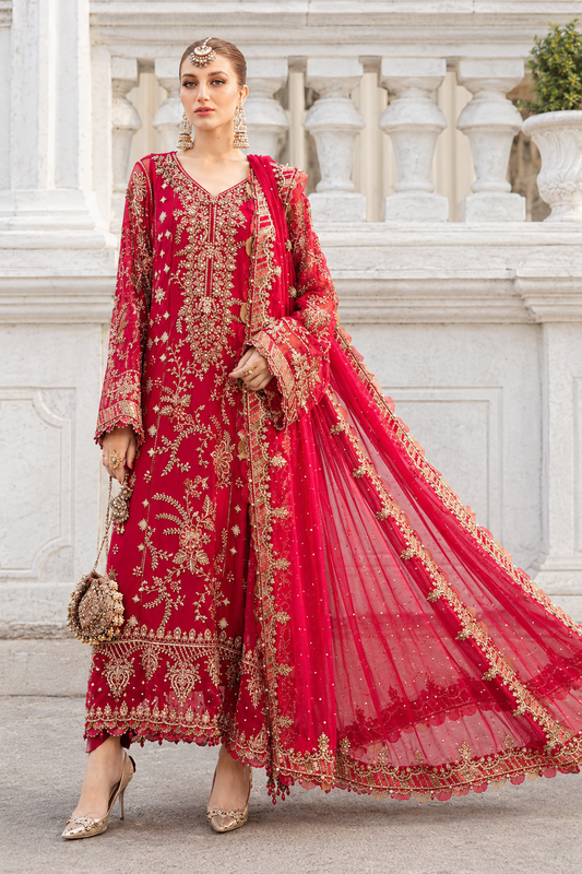 Serene Mist - Powder Blue Handmade Gala Premium Khaadi Net Luxury Suit