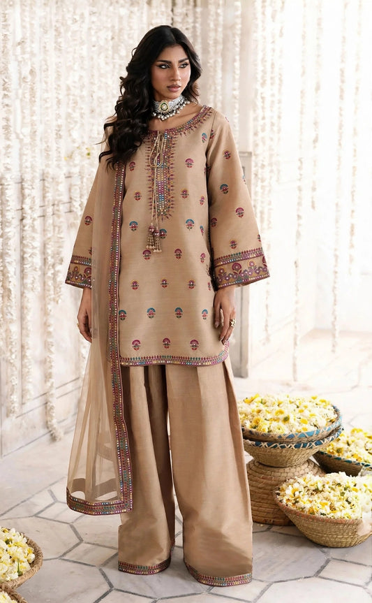 Lavender Dreams - Akbar Aslam Inspired Poolside Boring Embroidered Khaadi Net Luxury Suit