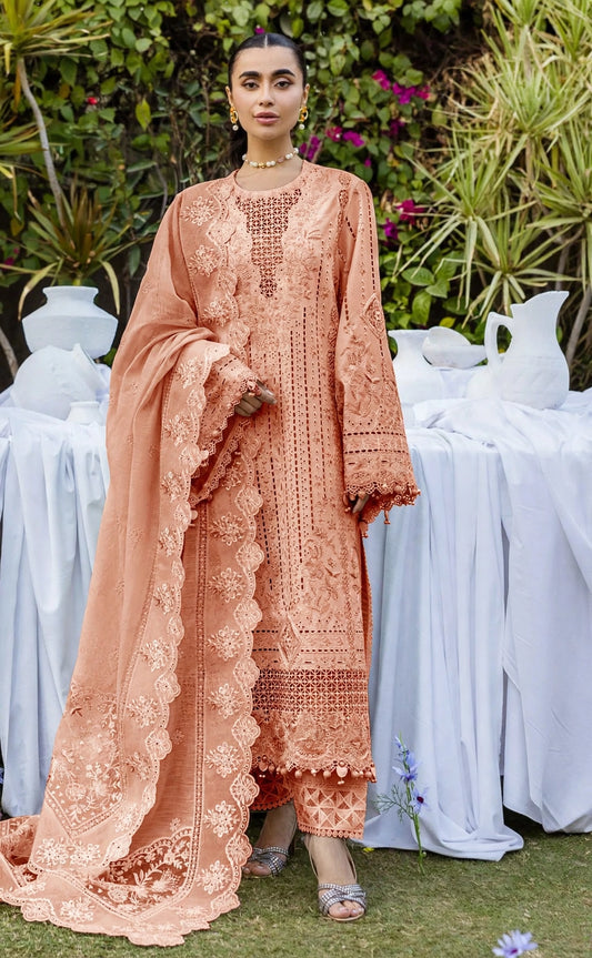 Golden Sands - 3D Floral Gala Luxury Boring Chikankari Khaadi Net Viscose Suit